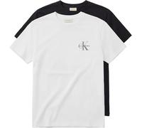 Calvin Klein Men’s T-Shirts Short Sleeve Classic Micro Monologo with Round Neckline, Multicolor (Bright White/Oatmeal), L