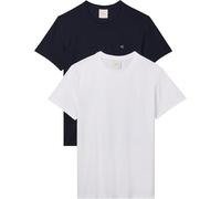 Calvin Klein Men’s T-Shirts Short Sleeve Stretch Cotton Slim with Round Neckline, Multicolor (Bright White/Dark Sapphire), 2XL