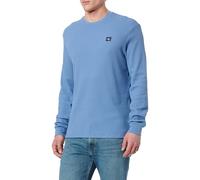 Calvin Klein Men’s Waffle Badge Long Sleeve Top with Round Neck, Blue (Dull Nile Blue), M
