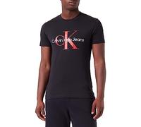 Calvin Klein Men Short-Sleeve T-Shirt Core Monologo Slim Fit, Black (Ck Black/Salsa), XXL