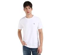 Calvin Klein Men's 2 Pack Monologo Short Sleeve Round Neck T-Shirts, Multicolor (Rock Ridge/Bright White), XS