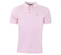 (4XL, Baby Pink) Calvin Klein Mens Campus 3 Button Ribbed Collar Golf Polo Shirt