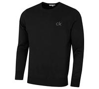 Calvin Klein Mens 2026 Durable Comfort Crew Neck Tour Golf Sweater | Mid weight layer Ribbed collar cuffs hem Shape retention Easy care Colorfast Logo embroidery