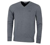 Calvin Klein Mens 2026 Durable Comfort V-Neck Tour Golf Sweater | Mid weight layer Ribbed collar cuffs hem Shape retention Easy care Colorfast Logo embroidery