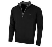 Calvin Klein Mens 2026 Knit Cotton 1/2 Zip Golf CK Top Sweater | Funnel neck Contrast colour Rib knit collar cuffs hem Shape retention Easy care CK branded silver metal zip pull