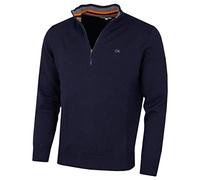 Calvin Klein Mens 2026 Knit Cotton 1/2 Zip Golf CK Top Sweater | Funnel neck Contrast colour Rib knit collar cuffs hem Shape retention Easy care CK branded silver metal zip pull