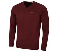 Calvin Klein Mens 2026 V-Neck Soft Cotton Easy Care Golf Sweater | All year weight Mid weight Contrast stripes at neckline Rib knit neck cuffs hem Maintains shape