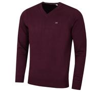 Calvin Klein Mens 2026 V-Neck Soft Cotton Easy Care Golf Sweater | All year weight Mid weight Contrast stripes at neckline Rib knit neck cuffs hem Maintains shape