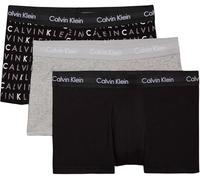Calvin Klein Men's 3 Pack Low Rise Trunks - Cotton Stretch, Black/Grey Heather/Subdued Logo