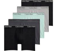 Calvin Klein Men's 5 Pack Boxer Briefs with Logo Waistband, Multicolor (Black/Light Cast/Feel The Mint/Shor), L