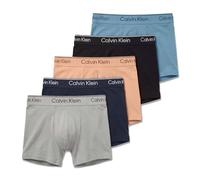 Calvin Klein Men's 5 Pack Trunks Low Rise with Logo Waistband, Multicolor (Light Cast/Shoreline/Peach Bliss/Bl), XL