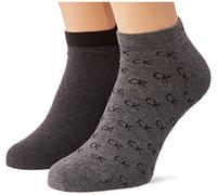 Calvin Klein mens All Over CK Logo Men's Liner Socks 2 pack Sneaker, mid grey melange, 39/42