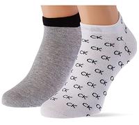 Calvin Klein mens All Over CK Logo Men's Liner Socks 2 pack Sneaker, White, 39/42