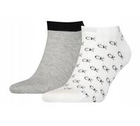 Calvin Klein mens All Over CK Logo Men's Liner Socks 2 pack Sneaker, White, 43/46