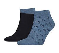 Calvin Klein Men's All Over Logo Trainer Socks, Mid Denim, 43/46, mid denim, 9-11