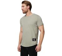 Calvin Klein Men's Badge Short Turn Up Sleeve Round Neck T-Shirt, Beige (Elephant Skin), XXL