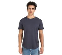 Calvin Klein Men's Badge Short Turn Up Sleeve Round Neck T-Shirt, Blue (India Ink), M