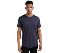 Calvin Klein Men's Badge Short Turn Up Sleeve Round Neck T-Shirt, Blue (Ink), S