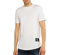 Calvin Klein Men's Badge Short Turn Up Sleeve Round Neck T-Shirt, White (Bright White), XS