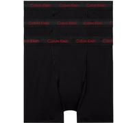 Calvin Klein Men's Boxer Brief 3Pk, Black W/Pompian Red Logos, S