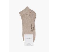 Calvin Klein Mens Brown Melange Quarter Branded Pack of Two Stretch-cotton-blend Socks 9-11