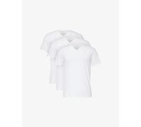 Calvin Klein Mens Calvin Klein V-Neck Short-Sleeves Pack Of Three Stretch-Cotton Blend T-Shirt White, White, White L