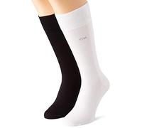 Calvin Klein mens Casual Flat Knit Cotton Men's Crew Socks 2 pack Classic sock, White, 39/42