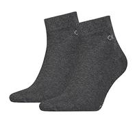 Calvin Klein mens Casual Flat Knit Cotton Men's Quarter Socks 2 pack Quarter, dark grey melange, 39/42