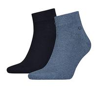 Calvin Klein mens Casual Flat Knit Cotton Men's Quarter Socks 2 pack Quarter, denim melange, 39/42