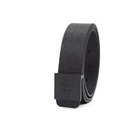 Calvin Klein Men's Casual Statement Plaque Buckle Belt with Logo Treatment, Black Square, Medium (34-36)