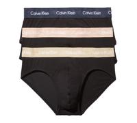 Calvin Klein Men's Cotton Stretch 3-Pack Hip Brief, Black Bodies W/ Shoreline, Clay, Travertine, XL