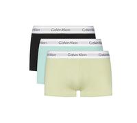 Calvin Klein Men's Cotton Stretch Low Rise Trunks, 3-Pack, Black with Contrast Waistbands (UK, Alpha, M, Regular, Regular, Black/Beau/Leafy)