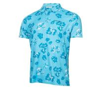 Calvin Klein Mens Cyber Floral Printed Polo Shirt - Aquarius - L