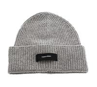Calvin Klein Men's Daddy Wool Rib Beanie K50K507495 Knitted Hat, Grey (Grey Fog), OS