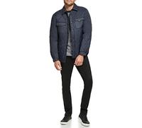 Calvin Klein Men's Diamond Quilted Shirt Jacket, Shacket Navy, L