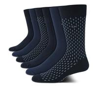 Calvin Klein Men's Dress Socks - 6 Pairs, Classic, Comfortable, Fixed Cuff, Mixed Pattern (7-12), Size 7-12, Navy Blue