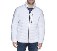 Calvin Klein Men's Full Zip Down Puffer Coat Jacket, Packable White, L