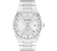 Calvin Klein Three Hand Quartz Movement Watch with Calendar for Men DISTINGUISH Collection with Silver Stainless Steel Bracelet - 25200489