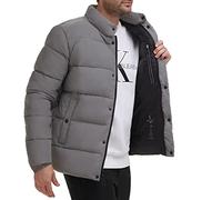 Calvin Klein Men's Heavyweight Short Puffer Jacket, Snap Front Reflective Silver, XXL