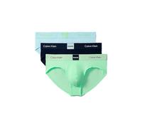Calvin Klein Men's HIP BRIEF 3PK LV00NB4475 Brief, Multi (PATINA GREEN/SHORELINE/AIRY BLUE), S
