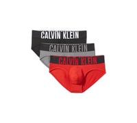 Calvin Klein Men's Intense Power 3-Pack Hip Briefs (Pack of 3), Black, Grey Sky, Pompeia Red, M