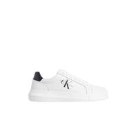 Calvin Klein Jeans Chunky Cupsole Mono Lth Trainers - White/Black, White/Black, Size 42, Men White/Black