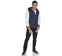 Calvin Klein Men's Lightweight Packable Hooded Puffer Vest Jacket, True Navy, S