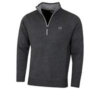 Calvin Klein Mens Lined Chunky Half Zip Sweater - Charcoal Marl/Light Grey - XXXL