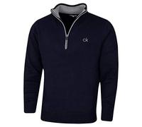 Calvin Klein Mens Lined Chunky Half Zip Sweater - Navy - M