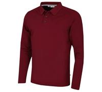 Calvin Klein Mens Long Sleeve Stretch Campus Polo Shirt - Burgundy - XXXXXL