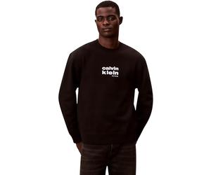 Calvin Klein Men's LS 350FLEECE RETRO GRAPHIC CREWN LV04LE250G, BLACK, S