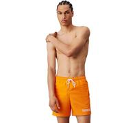 Calvin Klein Men's Medium Drawstring Mid Length Print Swim Shorts, Orange (IP Water Reactive AOP), XL