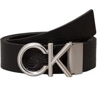 Calvin Klein Men's Metal Monogram Buckle Belt, Black (Ck Black Pebble), 41,3 inches