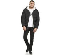 Calvin Klein Men's Mid-Weight Sherpa Lined Puffer Jacket, Hooded Down Ebony, M